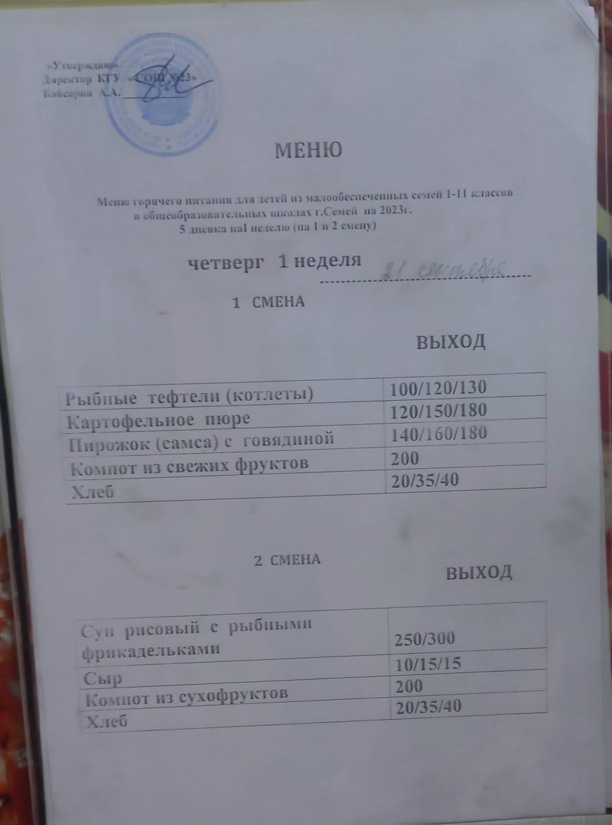 Ас мәзіріне сәйкес тамақтын түрлері