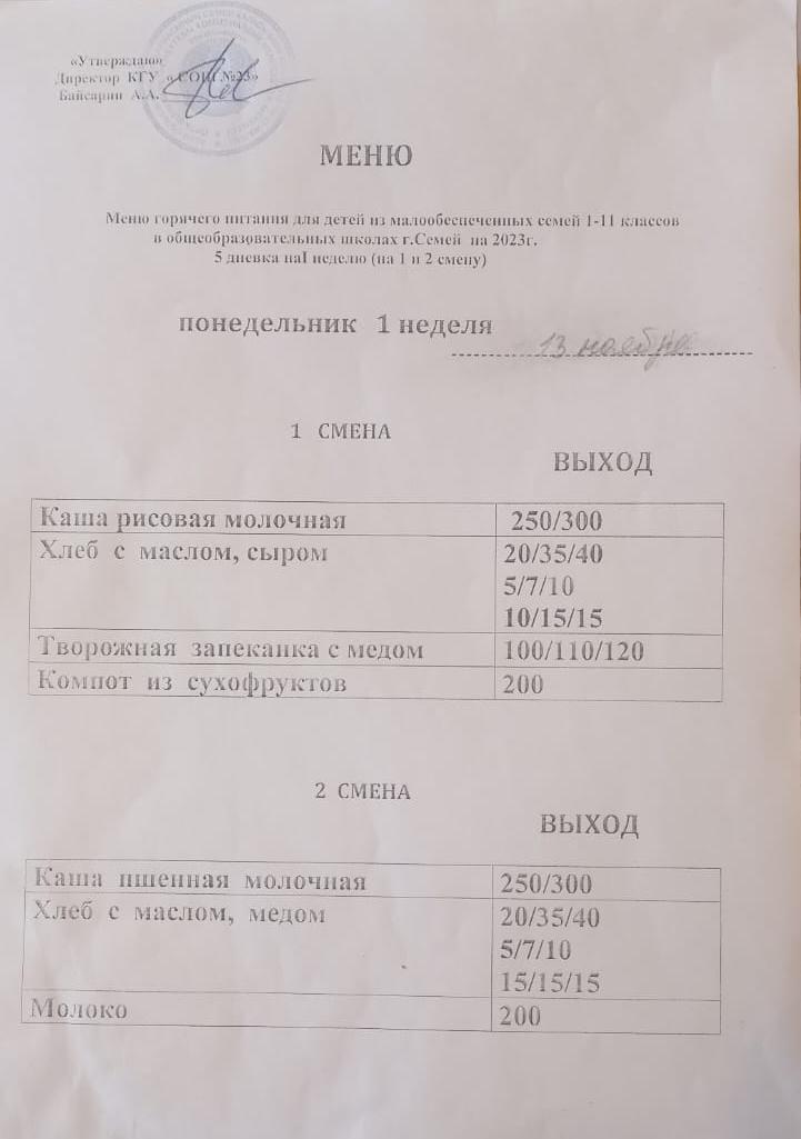Ас мәзіріне сәйкес тамақтын түрлері